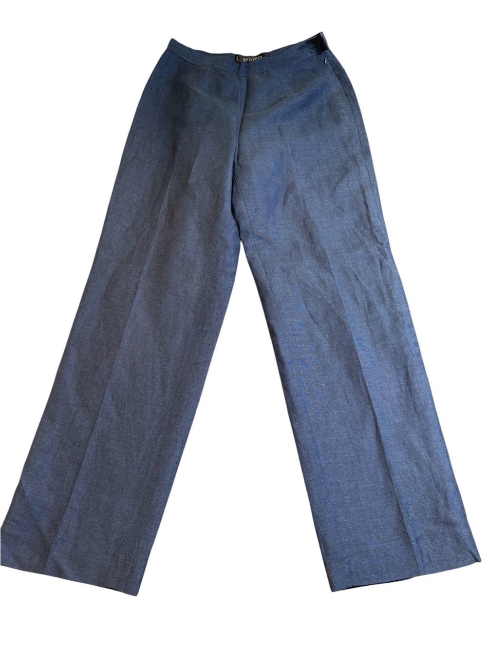 Kasper Petite Wide Leg Pants Women's Size 2P Navy Blue Linen Rayon Blend Career